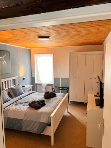 格舍嫩AFA的一间卧室设有一张大床和一个窗户。