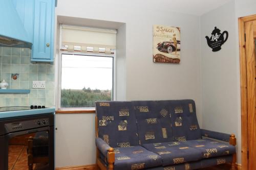基利贝格斯Biddy Rua's Place的客厅设有蓝色的沙发和窗户。
