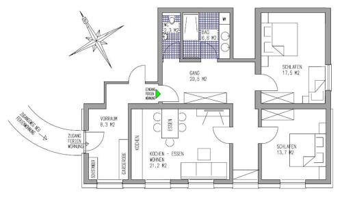 施科佩尔瑙Ferienwohnung BergTraum的房屋的平面图