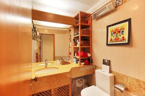 里斯本Charming apartment ideally located in Lisbon的一间带水槽和卫生间的浴室