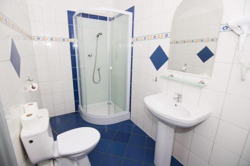 斯克拉斯卡波伦巴Willa Nova - Centrum的浴室配有卫生间、盥洗盆和淋浴。
