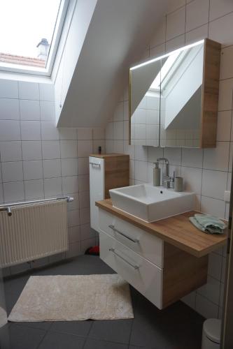 杜伦斯坦Weingut Bäuerl的一间带水槽和镜子的浴室