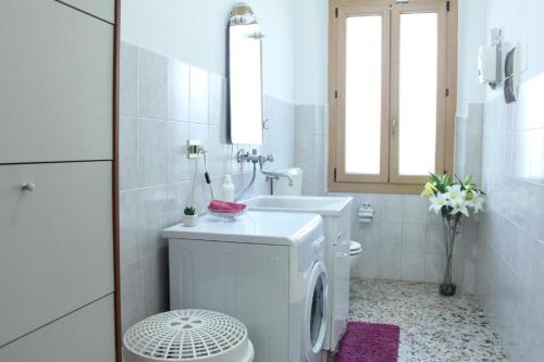 佛罗伦萨L'Oasi del Cervo的一间带洗衣机和水槽的浴室