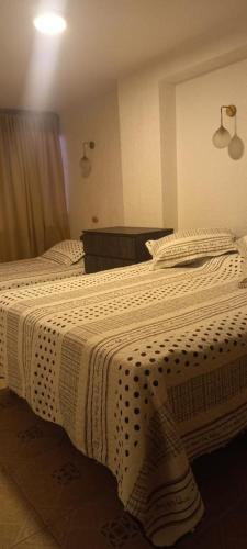 伊基克Hotel Costa norte的一间卧室配有两张床和白色的被子