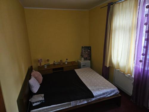 Moravská OstravaUbytovani Stodolni的一间小卧室,配有床和窗户