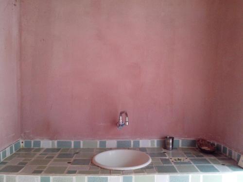 帕洛米诺Exclusive EcoHouse & SeaView的浴室设有卫生间和粉红色的墙壁