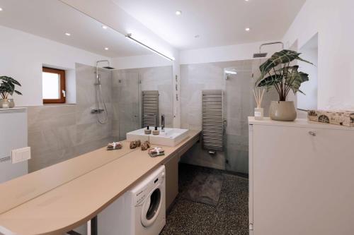 盖布利茨Nina´s Home的一间带水槽和洗衣机的浴室