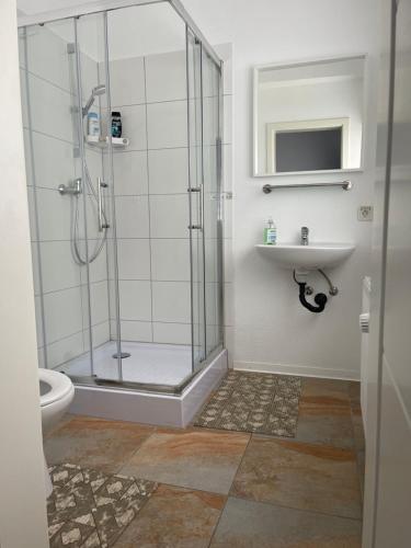 圣英贝特维尔德帕克酒店的带淋浴和盥洗盆的浴室
