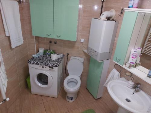 沙巴茨Cozy land的一间带卫生间和水槽的小浴室