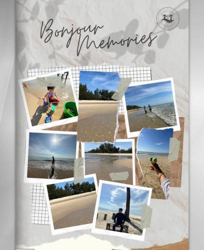 巴佐Bonjour mini house & campsite的海滩图片与夏季记忆的拼凑