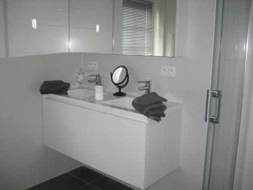 米德尔克尔克诺贝尔民宿的白色的浴室设有水槽和镜子