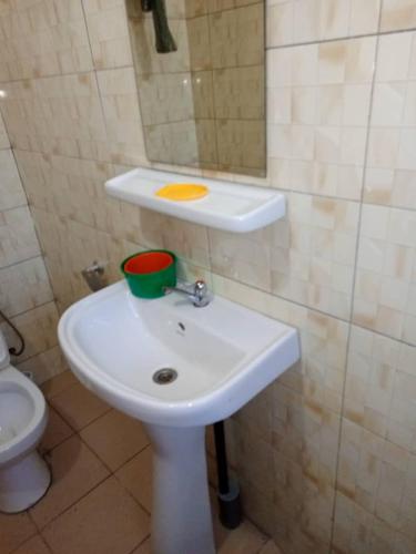 洛美Appartement Aéroport 2的浴室配有白色水槽和卫生间。