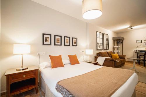 贝赫尔-德拉弗龙特拉拉苏尔塔纳维吉尔酒店的一间卧室设有一张床和一间客厅。