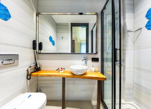 伊斯坦布尔塔克西姆大街公寓的一间带水槽和淋浴的浴室