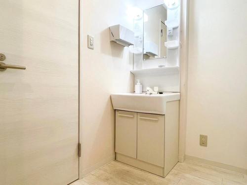 东京Dolce Shibuya的一间带水槽和镜子的小浴室