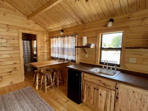 斯普林代尔Zion Canyon Cabins的小木屋内的厨房,配有水槽和窗户