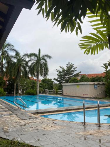 Hokandara SouthEden Gardens Residence的一座棕榈树环绕的大型游泳池