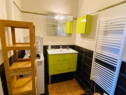 罗德兹Appartement T2 cosy à Rodez的一间带水槽和镜子的小浴室
