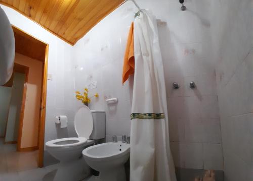 波特雷里约斯Alas de Mirlos的一间带卫生间和水槽的浴室