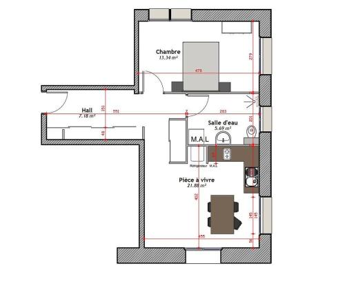 克莱蒙费朗Résidence Léon Blum - Appartements design - Parking的房屋的平面图