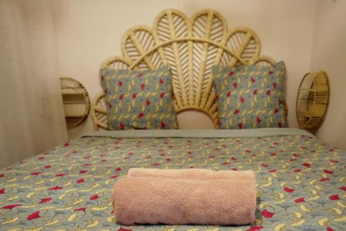 Quincy-VoisinsT2 Jacuzzi Disneyland Paris Résidence Belle Créole的一张大床,上面有粉红色的毛巾