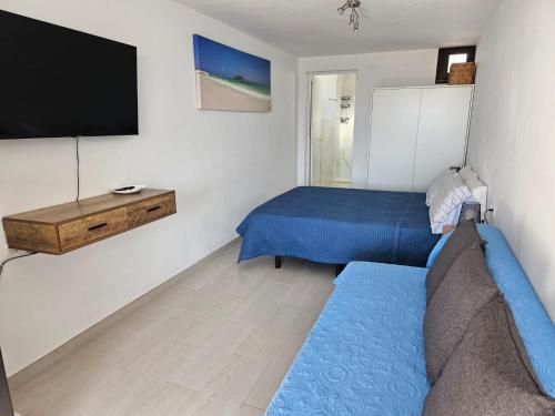 科蒂略Apartamentos Cotillo Family的客房设有两张床和一台平面电视。