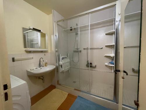 巴黎chambre privé a l'appartement partager的带淋浴、卫生间和盥洗盆的浴室