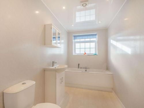 艾尔2 Bed in Ayr 90039的白色的浴室设有卫生间和水槽。