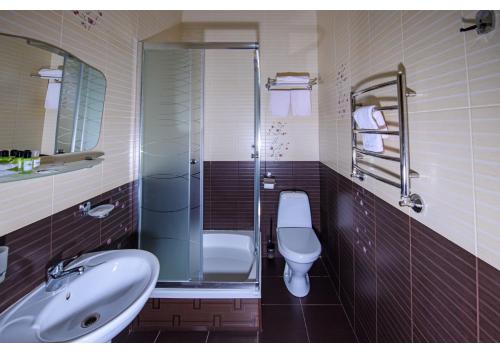 PodgortsyOlympic Sport的浴室配有卫生间、盥洗盆和淋浴。