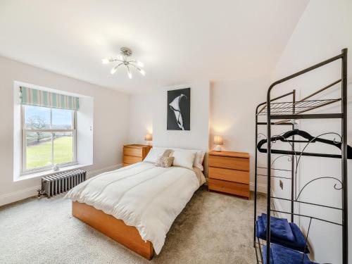 毕晓普奥克兰Binchester Crag Farm的一间卧室配有一张双层床和梯子
