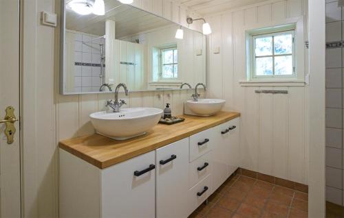 海姆瑟达尔Awesome Home In Hemsedal With Wifi的浴室设有2个水槽和镜子