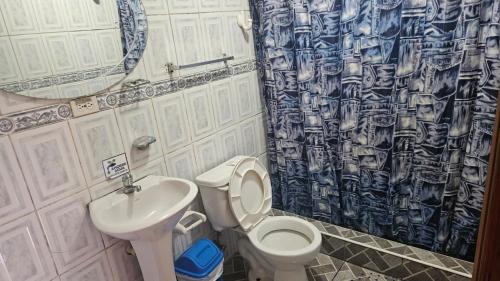 巴尼奥斯Hostal Colibri 2的一间带卫生间和水槽的浴室