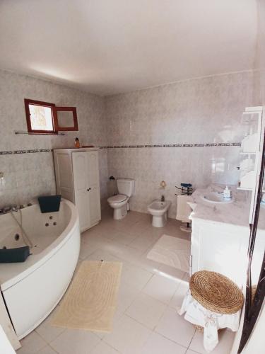 阿格希尔Menzel Caja的带浴缸、卫生间和盥洗盆的浴室