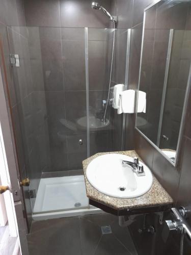 巴拿马城Hotel Dunas的一间带水槽和淋浴的浴室