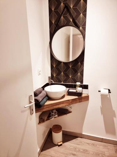 贝拉克Prestigieuse Résidence : N°14的一间带水槽和镜子的浴室