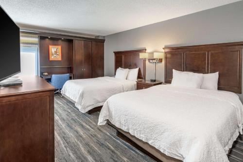 纳什维尔纳什维尔/范德比尔特汉普顿旅馆的酒店客房设有两张床和一台平面电视。