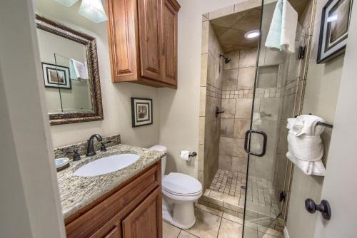 新布朗费尔斯IC 102 Comal Float Inn的浴室配有卫生间水槽和淋浴。