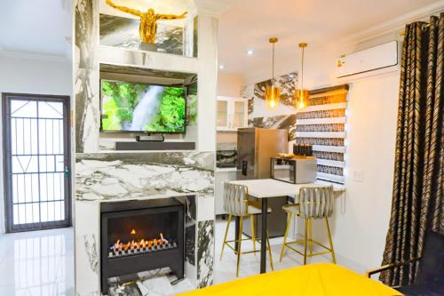 比勒陀利亚Homes of Ace Diamond的客厅设有壁炉和电视。