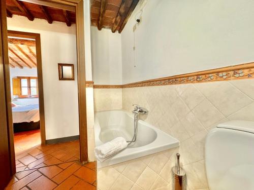 卢卡FRONTE MURA LUCCA - Parcheggio - WiFi Il CORTIGIANO的带浴缸和卫生间的浴室。