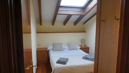宏达瑞比亚San Pedro by Basquelidays的一间卧室配有一张床和天窗
