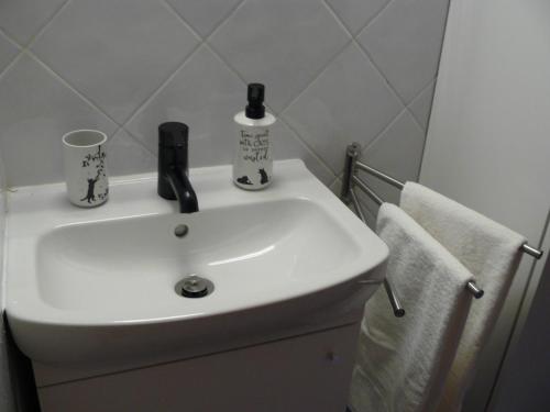普拉托CASA SANGALLO的浴室设有白色水槽和毛巾