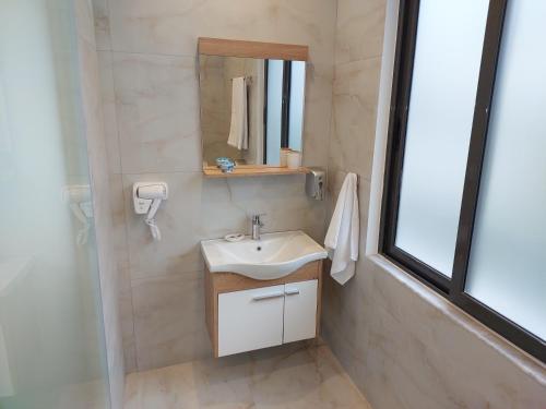 爱尔巴桑VILA BAKRI kati 2的一间带水槽和镜子的浴室