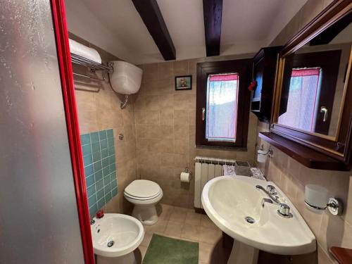桑格罗堡[FREE PARKING] La Bianca Neve Cottage的一间带水槽和卫生间的小浴室