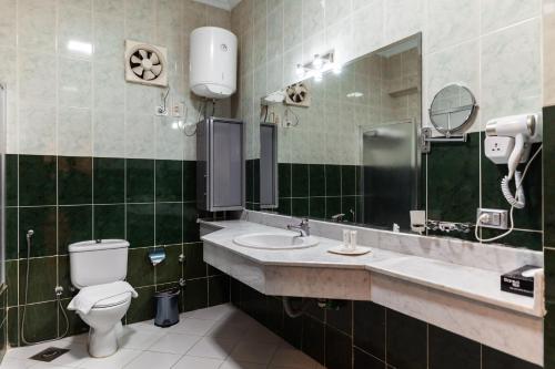 艾斯尤特Assiut Cement Hotel的一间带卫生间、水槽和镜子的浴室