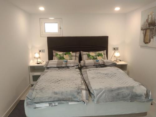 圣巴托洛梅Finca Cortez Apartment 4的一间卧室配有一张带2个床头柜的大床