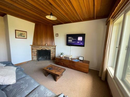 圣卡洛斯-德巴里洛切Hermosa casa zona céntrica Bariloche的带沙发和壁炉的客厅