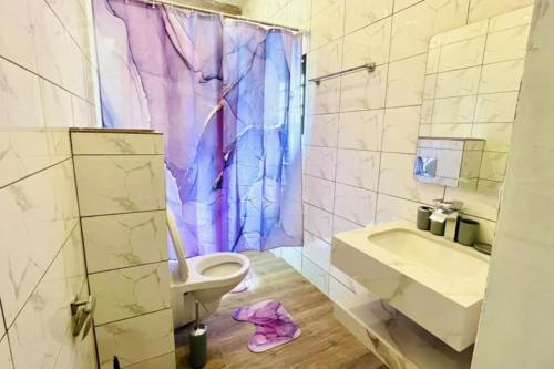 KpaliméLES 9 Plurielles T3 KPALIME KOUMA KONDA的浴室配有卫生间、盥洗盆和淋浴。