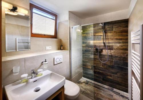迪马诺卡多林纳Chalets Jasná Collection - Apartments的浴室配有卫生间、盥洗盆和淋浴。