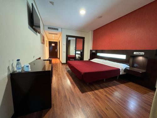 马德里LA CANTUEÑA的一间卧室配有一张床和一台平面电视