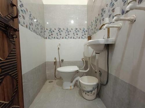 AyodhyaHotel The Ramam的一间带卫生间和水槽的浴室
